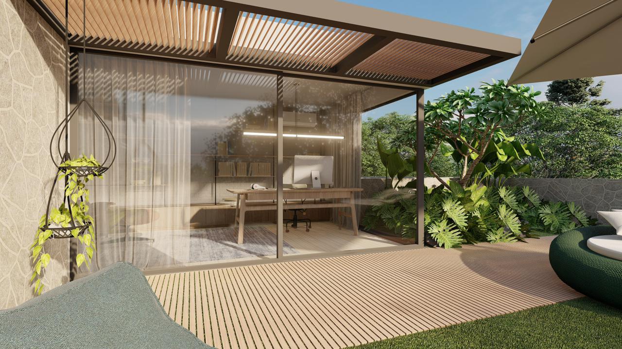 Pergola moderna com home office